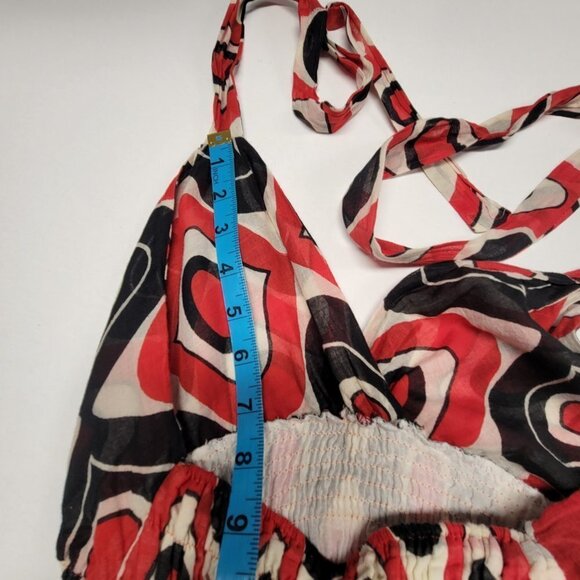 HALTER Tie Cotton Summer Midi Maxi Dress Size S/M - Picture 11 of 14